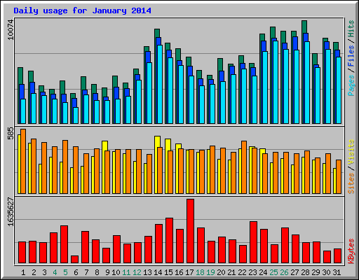 Daily usage for January 2014