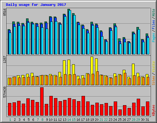 Daily usage for January 2017