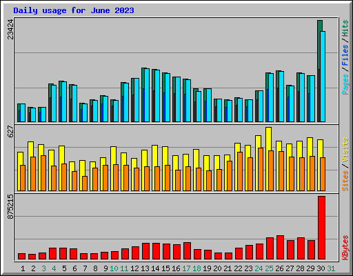 Daily usage for June 2023