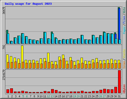 Daily usage for August 2023