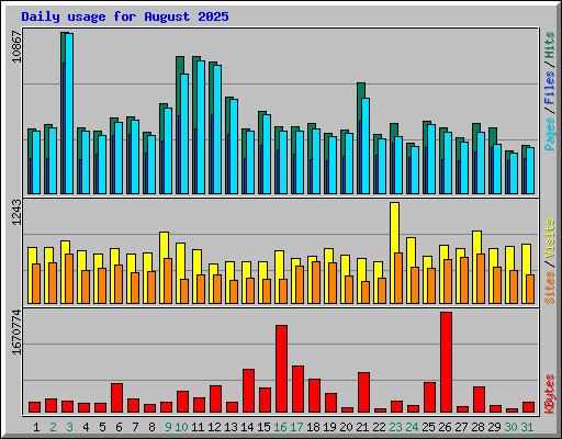 Daily usage for August 2025