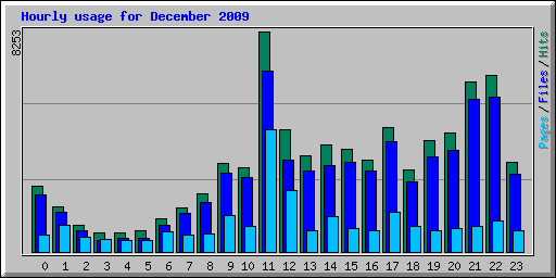 Hourly usage for December 2009