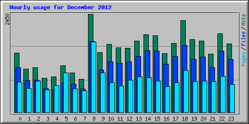 Hourly usage for December 2012