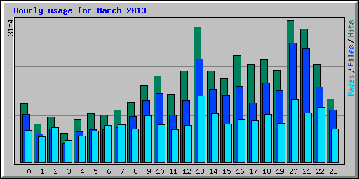 Hourly usage for March 2013